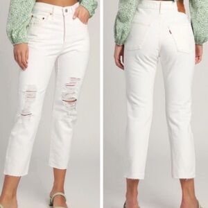 Levi's 501's White Distressed Jeans